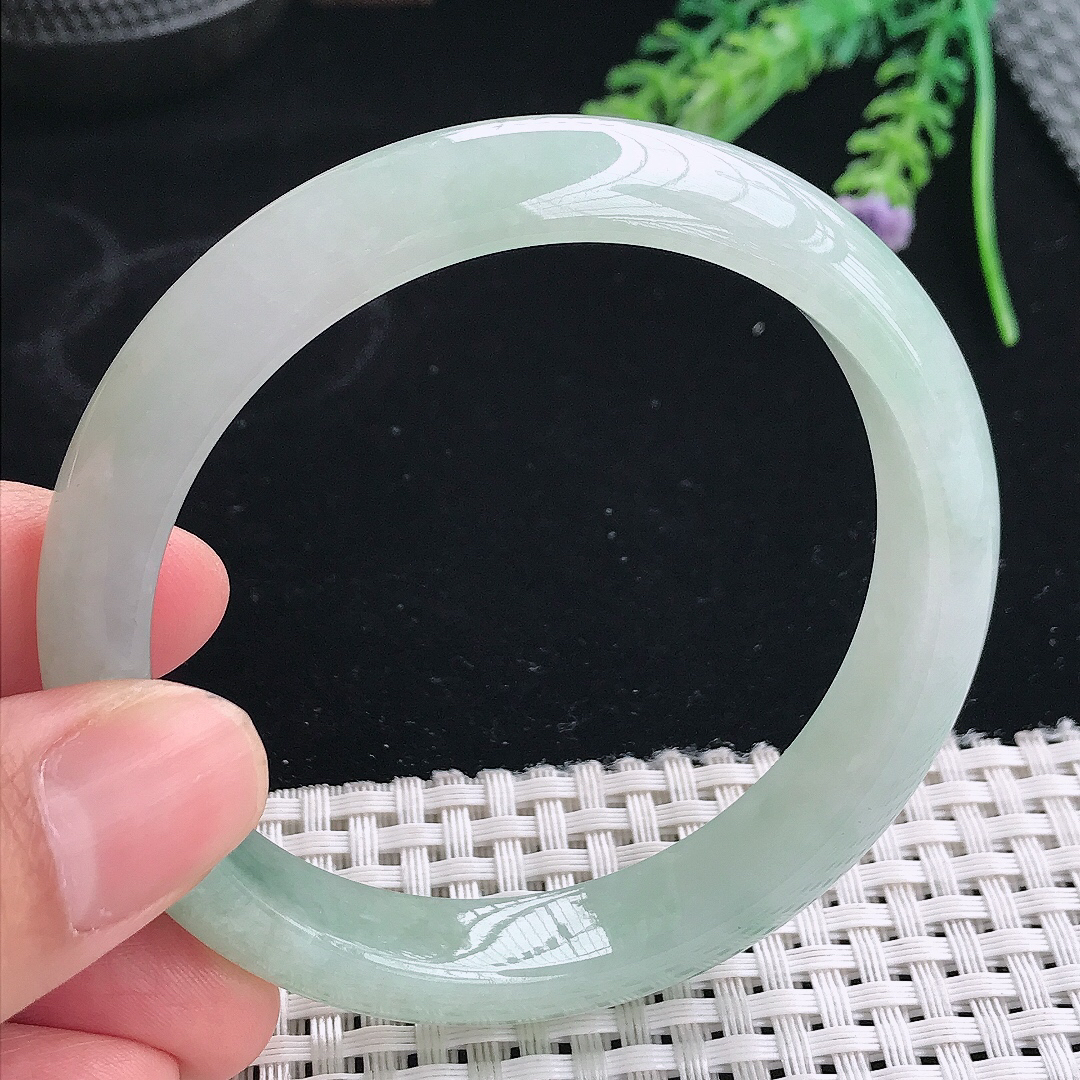 实拍天然翡翠58/11.8/7.7老坑冰胶水灵冰晴手镯翡翠玉镯手环