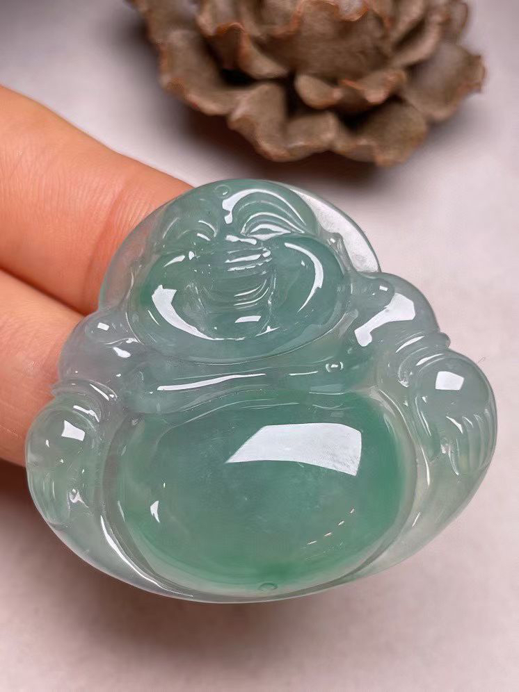 冰种晴绿【佛公】吊坠，种水好，玉质细腻 ，卖相好‘