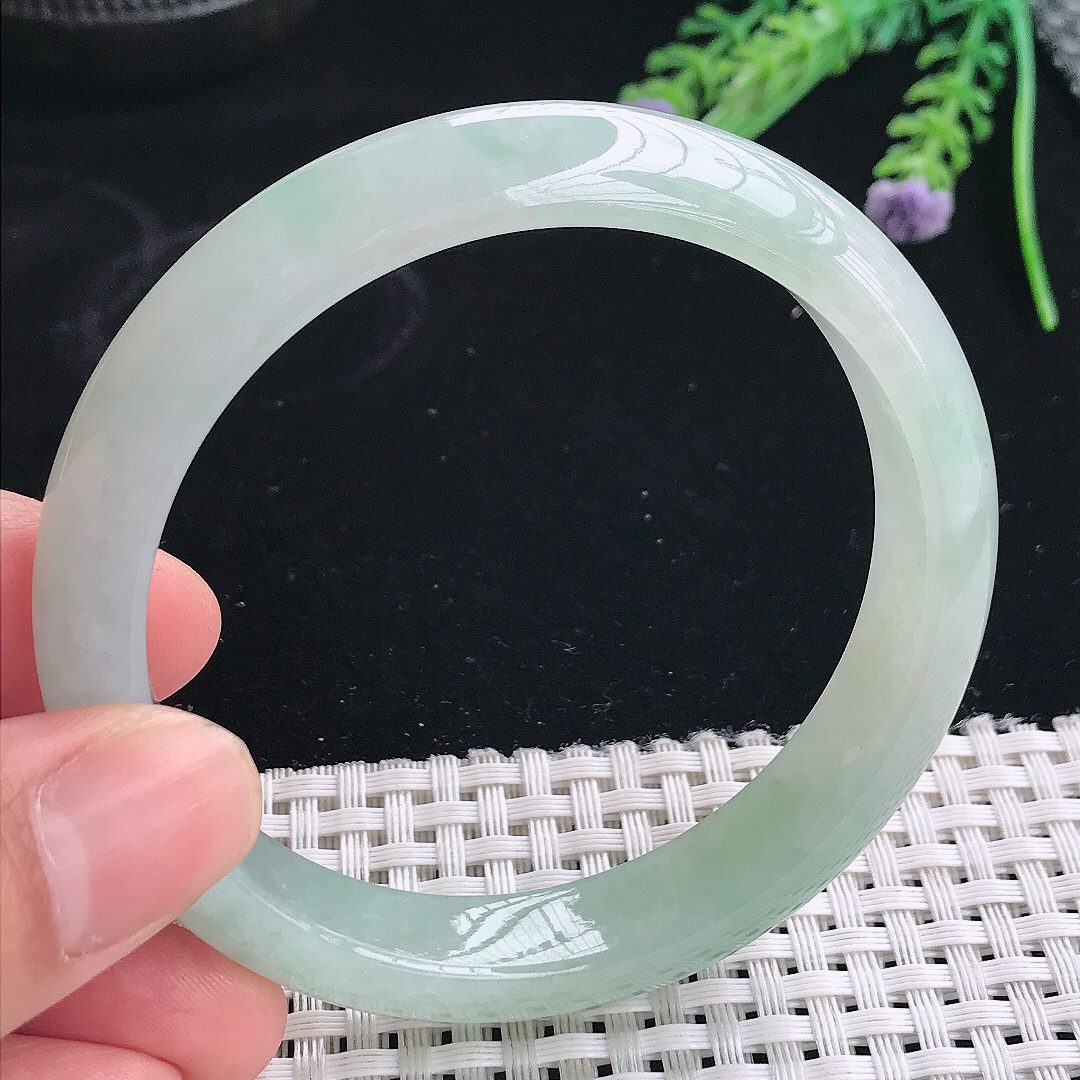 实拍天然翡翠58/11.8/7.7老坑冰胶水灵冰晴手镯翡翠玉镯手环