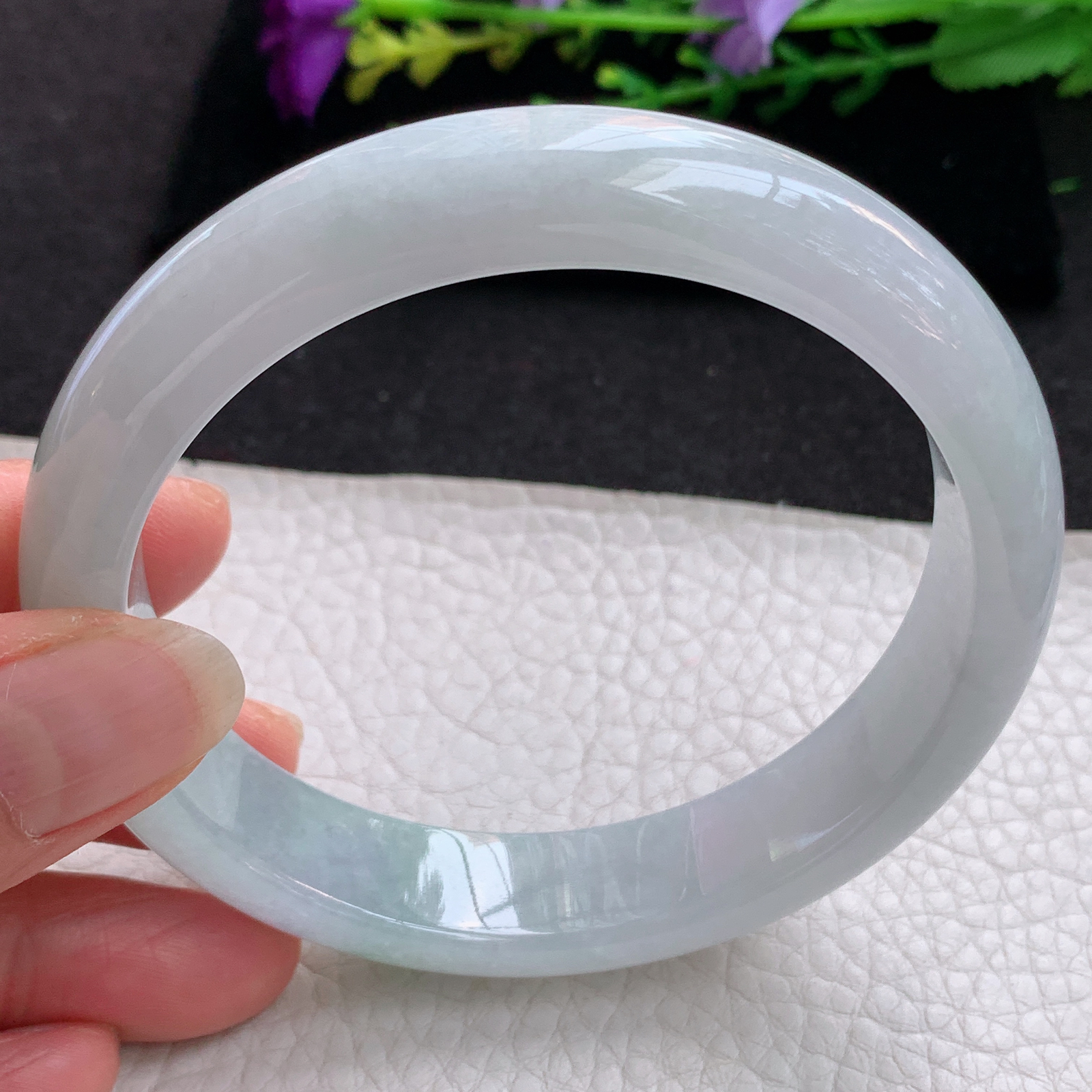 nr大圈口64.5*14.3*8.7平安镯 天然缅甸翡翠A货玉手镯冰飘花宽边玉手环