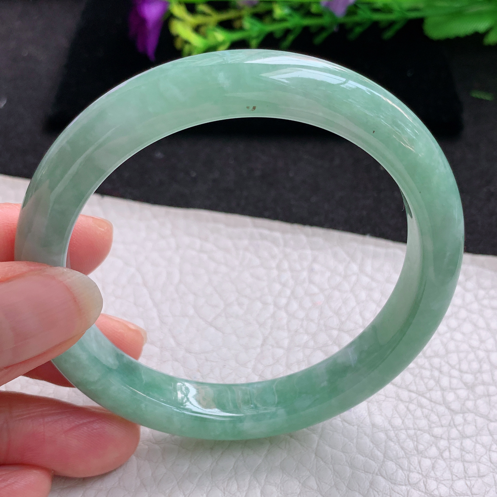 n实拍57*10.6*8.5平安镯 天然缅甸翡翠A货玉手镯水润满绿宽边玉手环