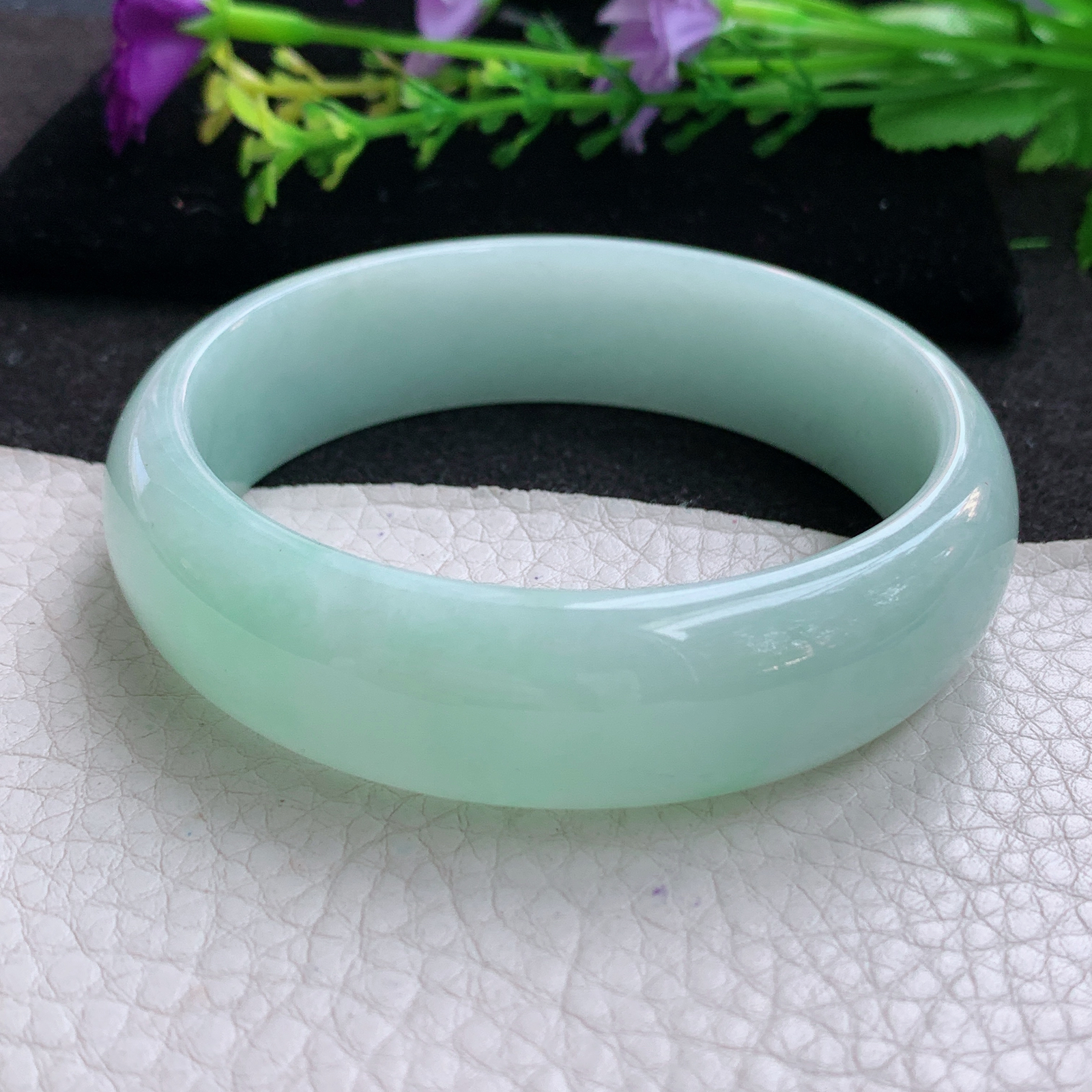 nr实拍58.5*16.8轮胎镯 天然缅甸翡翠A货玉手镯甜绿大气宽边玉手环