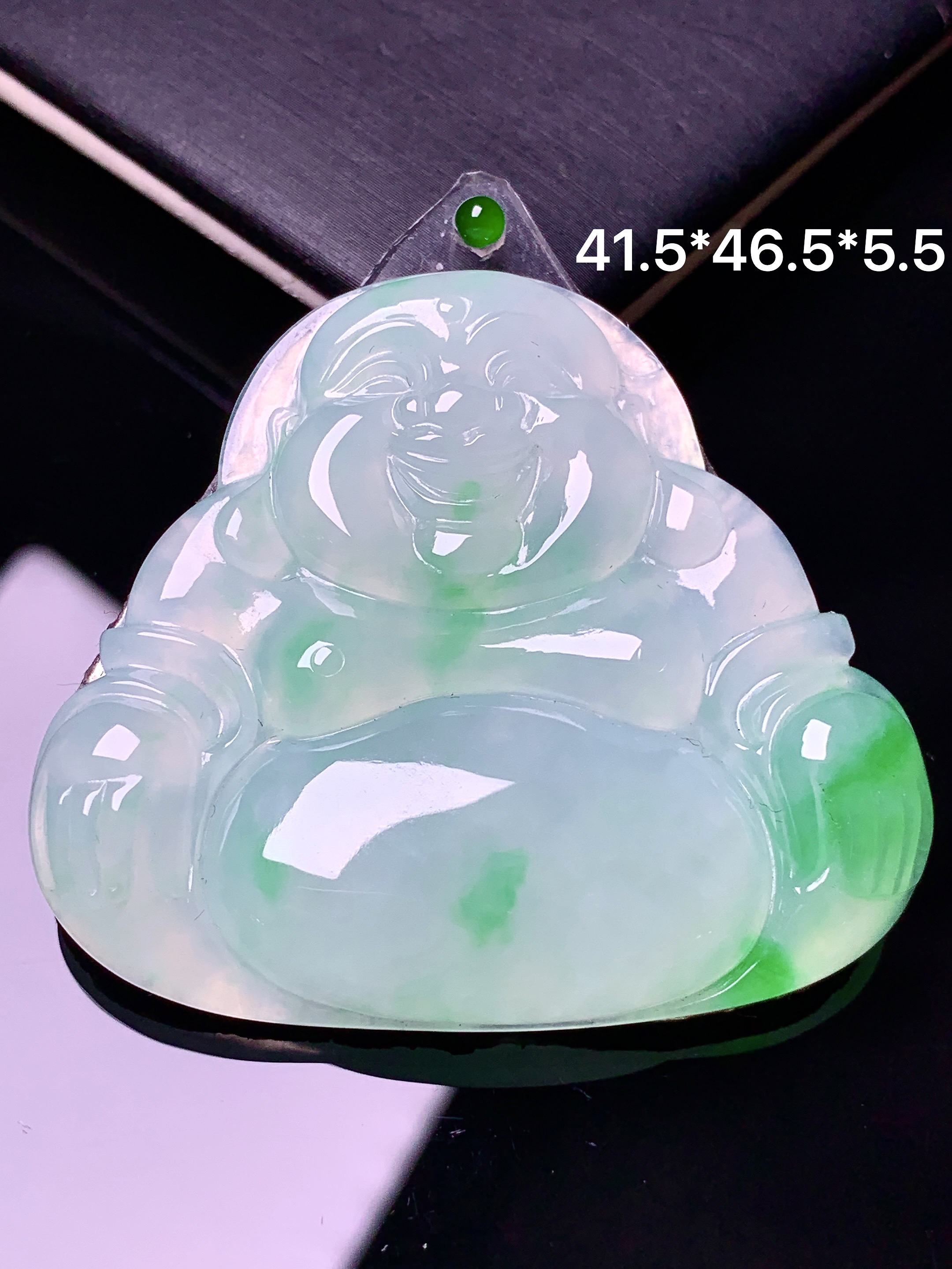 镶嵌款 飘绿佛公吊坠 玉质细腻 色泽艳丽 2x整体尺寸41.5*46.5*5.5