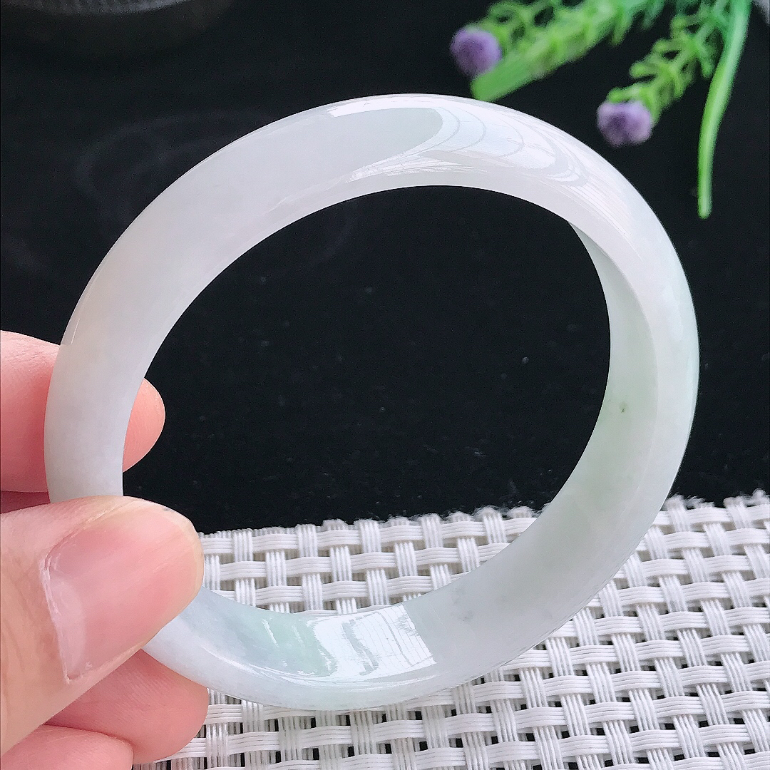 实拍天然翡翠58/13.6/7老坑冰润水灵宽边手镯翡翠玉镯手环