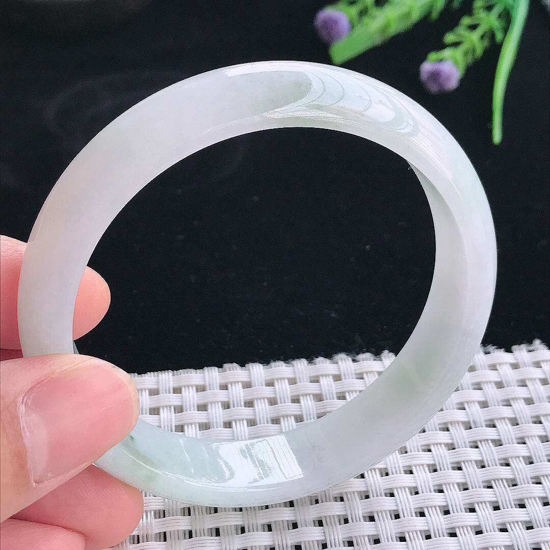 实拍天然翡翠58/13.6/7老坑冰润水灵宽边手镯翡翠玉镯手环