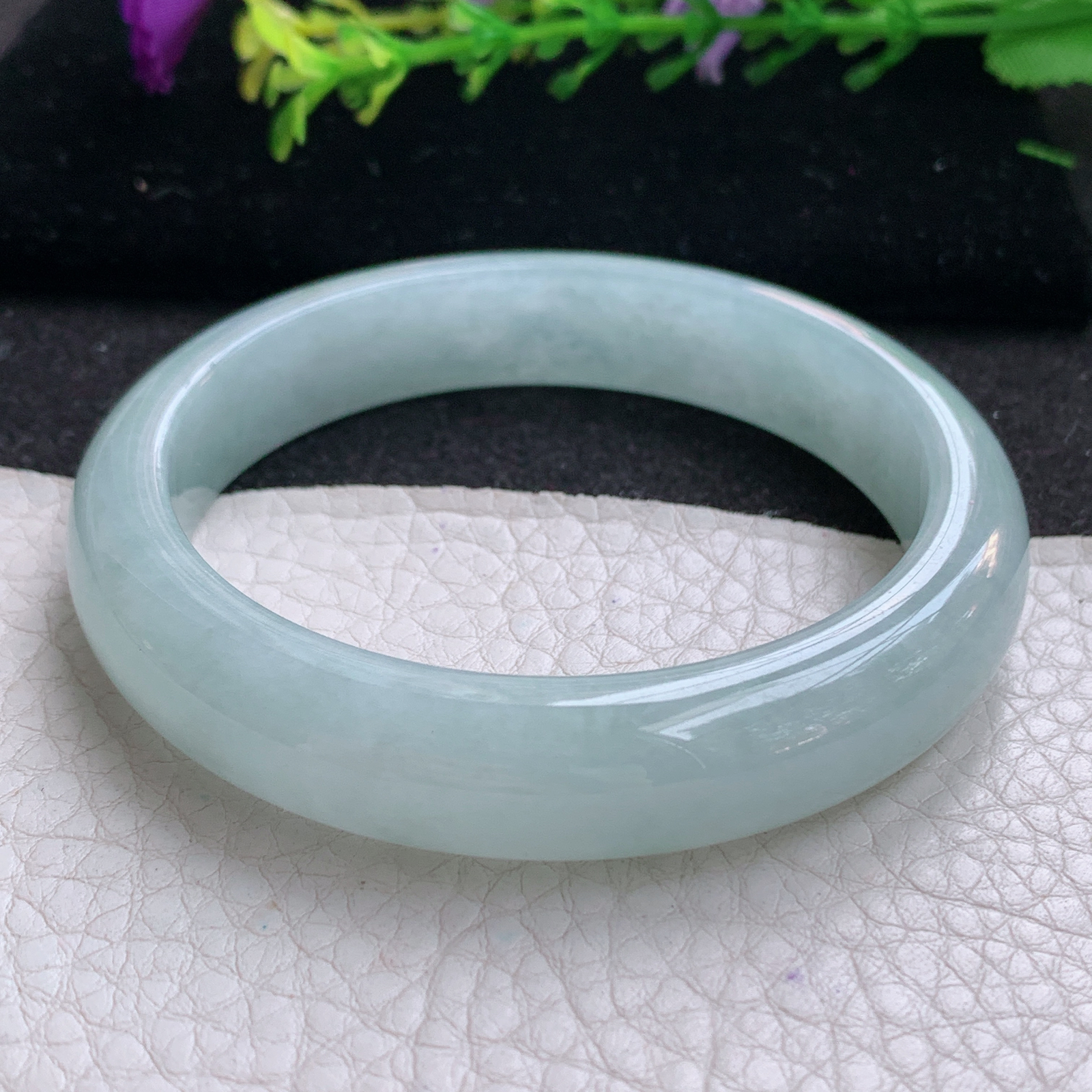 nr实拍55*12*7.7平安镯 天然缅甸翡翠A货玉手镯纯美冰晴宽边玉手环