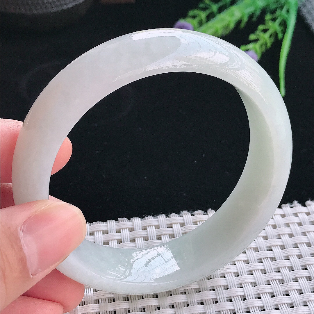 实拍天然翡翠58.5/17.2/8.5轮胎镯老坑冰润宽边手镯翡翠玉镯手环