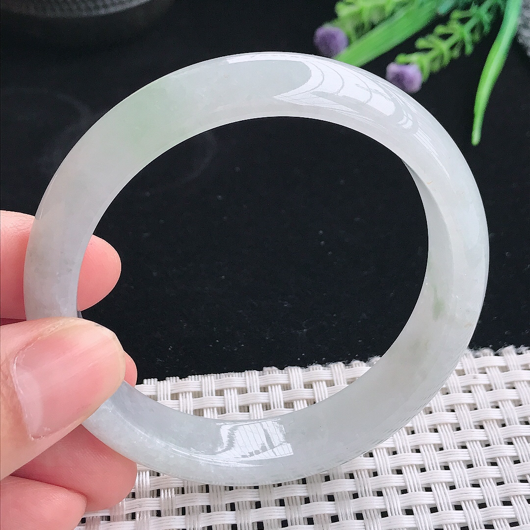 实拍天然翡翠57.5/13.3/7.8老坑冰胶果冻晴底手镯翡翠玉镯手环