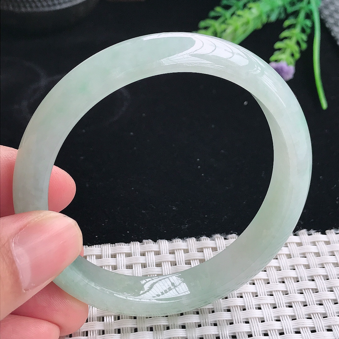 实拍天然翡翠58/11.8/7.7老坑冰胶水灵冰晴手镯翡翠玉镯手环