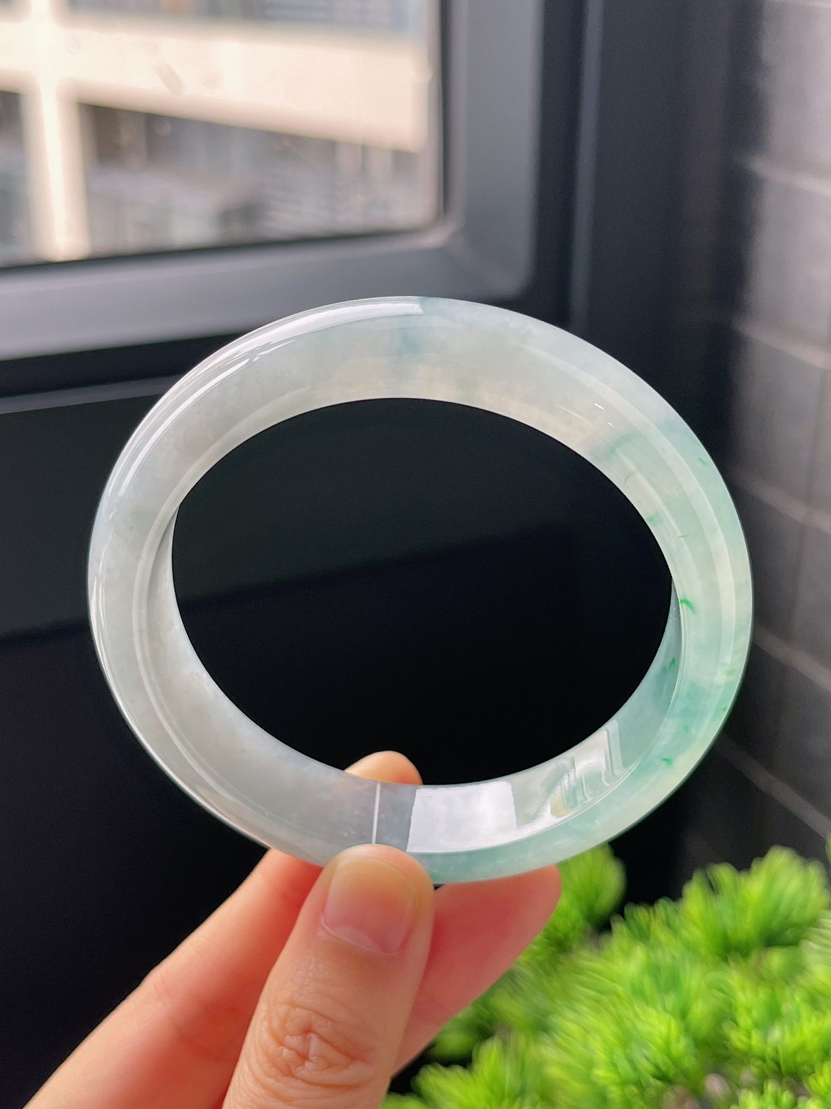 正圈59圈口，翡翠冰糯种飘花手镯