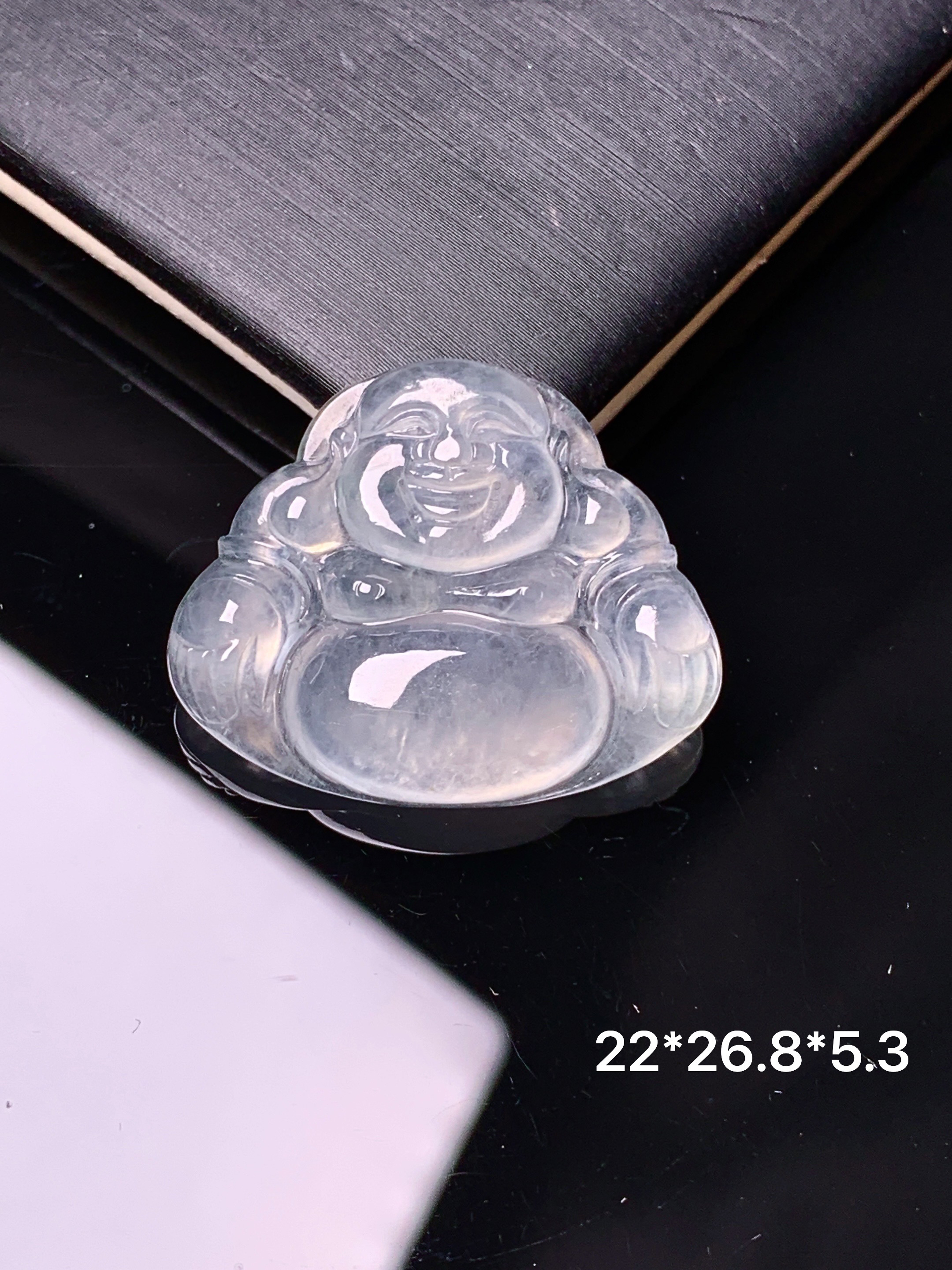 冰种佛公吊坠 玉质细腻 色泽艳丽 整体尺寸22*26.8*5.3c1