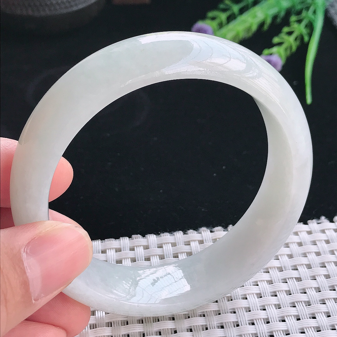 实拍天然翡翠58.5/17.2/8.5轮胎镯老坑冰润宽边手镯翡翠玉镯手环