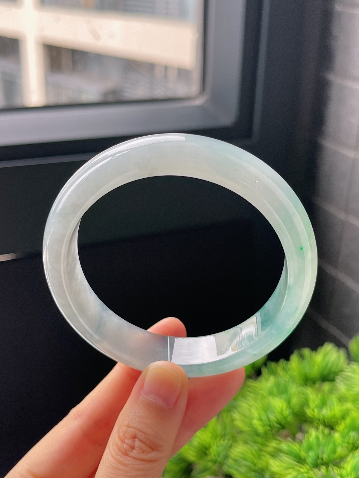 正圈59圈口，翡翠冰糯种飘花手镯