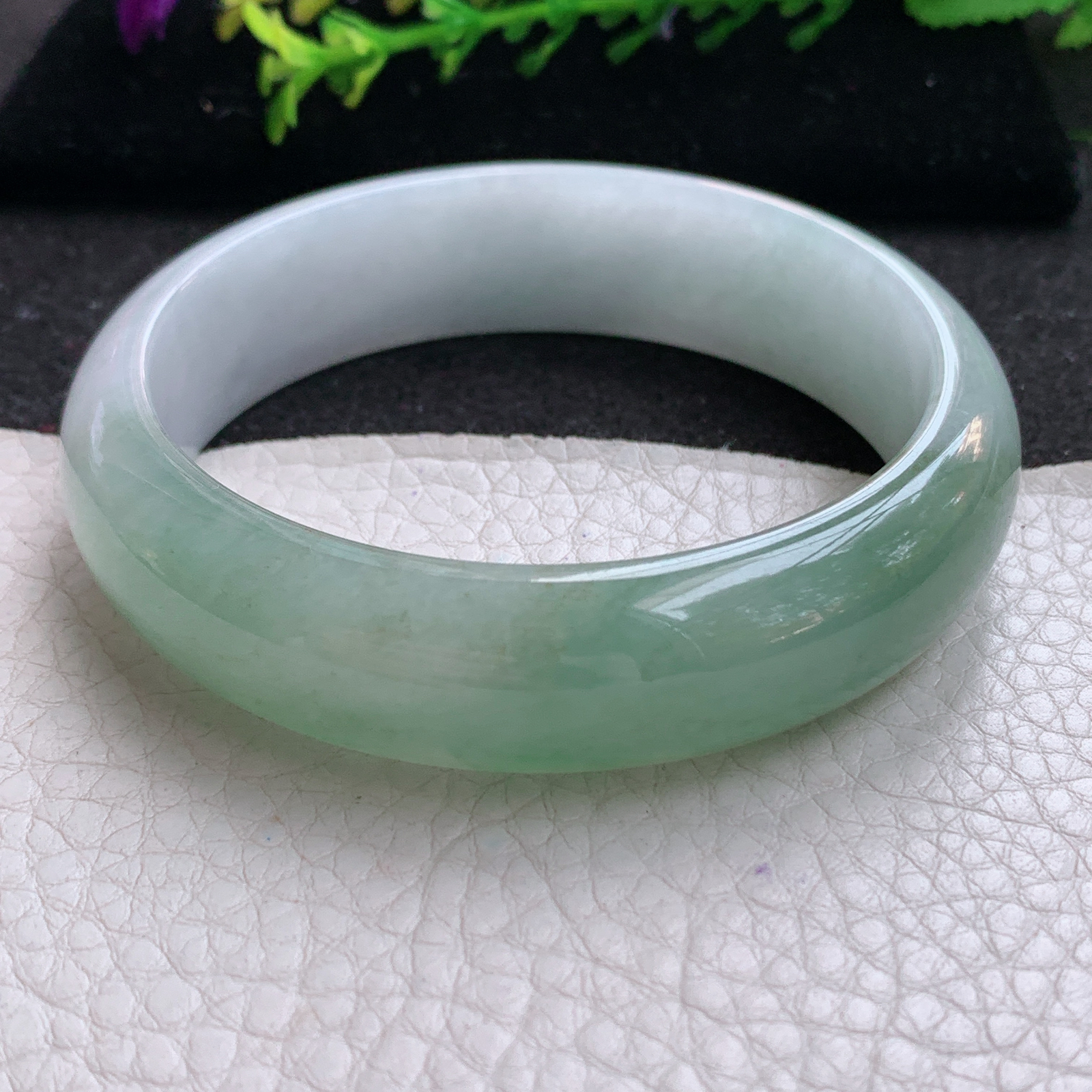 js实拍59*16*7.5招财轮胎镯 天然缅甸翡翠A货玉手镯半山水宽边玉手环