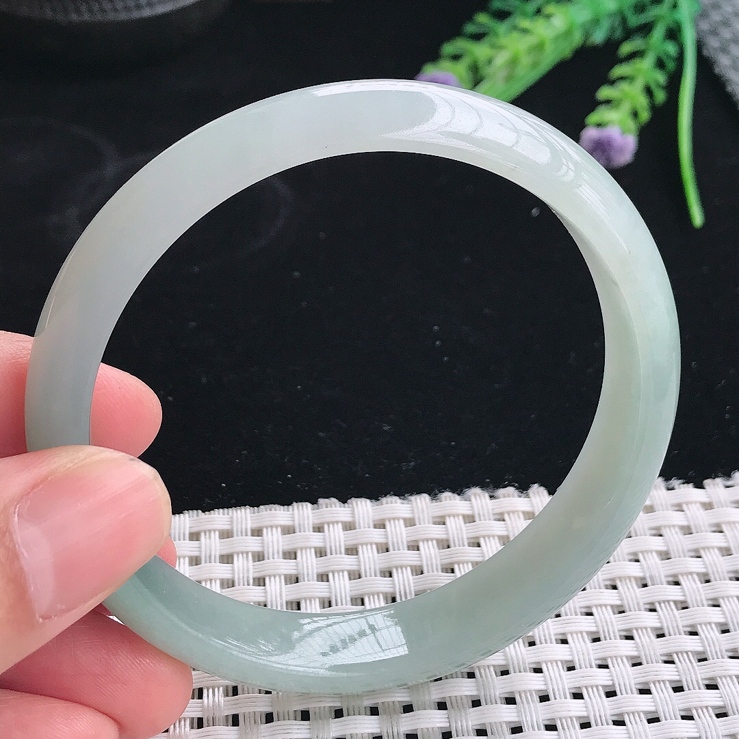 实拍天然翡翠60/12.5/7老坑冰胶水灵冰晴手镯翡翠玉镯手环