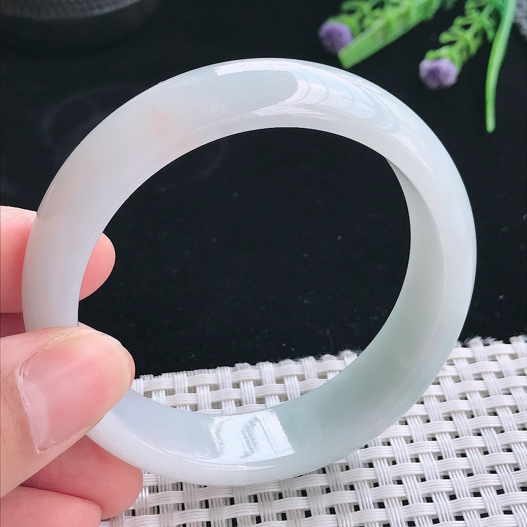 实拍天然翡翠56.8/16/7.8老坑冰润水灵冰晴轮胎手镯翡翠玉镯手环