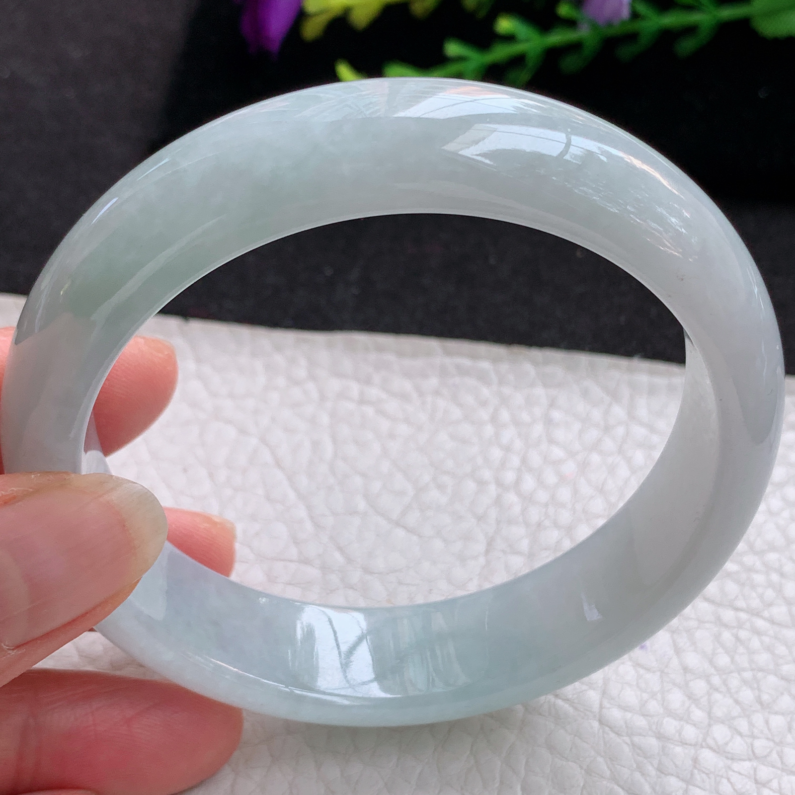 nr大圈口62*12.8*8.5平安镯 天然缅甸翡翠A货玉手镯纯美大气宽边玉手环