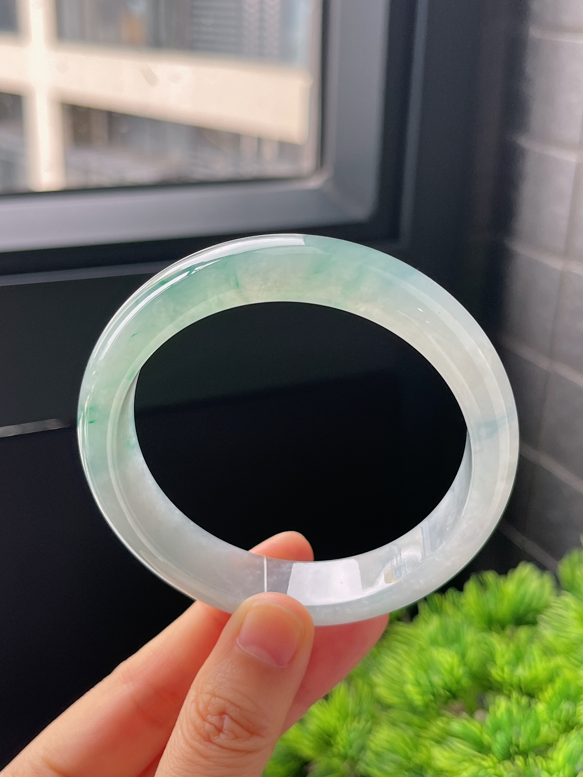 正圈59圈口，翡翠冰糯种飘花手镯