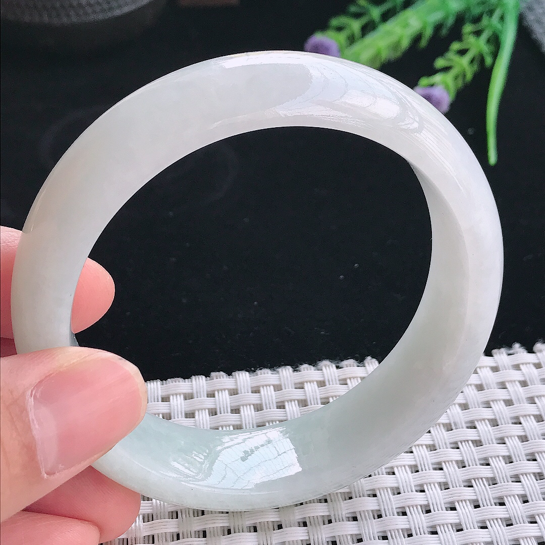 实拍天然翡翠58.5/17.2/8.5轮胎镯老坑冰润宽边手镯翡翠玉镯手环