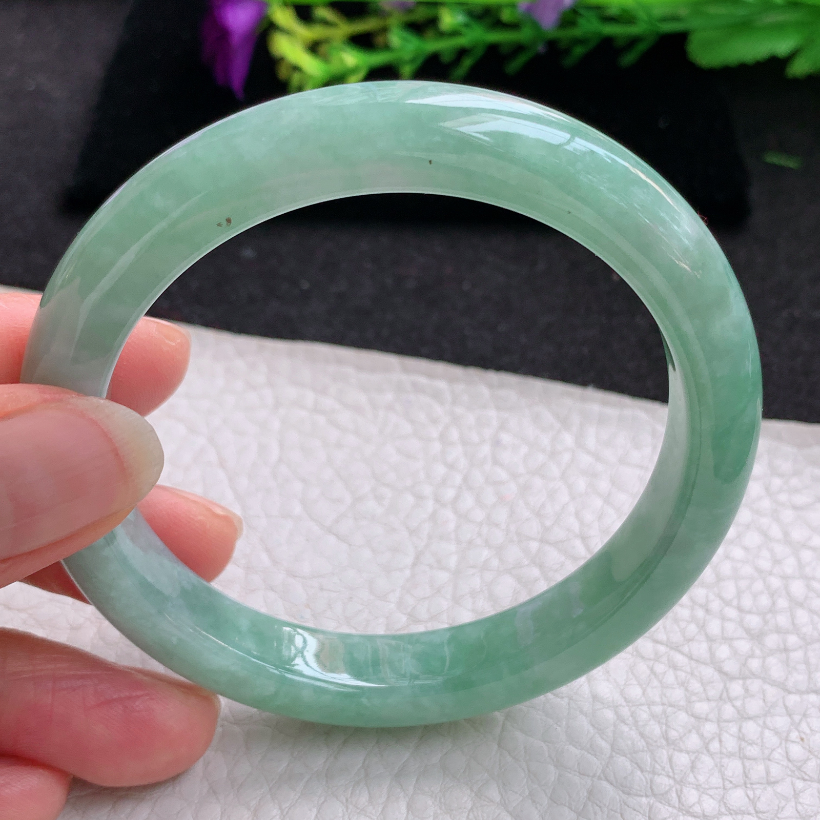 n实拍57*10.6*8.5平安镯 天然缅甸翡翠A货玉手镯水润满绿宽边玉手环
