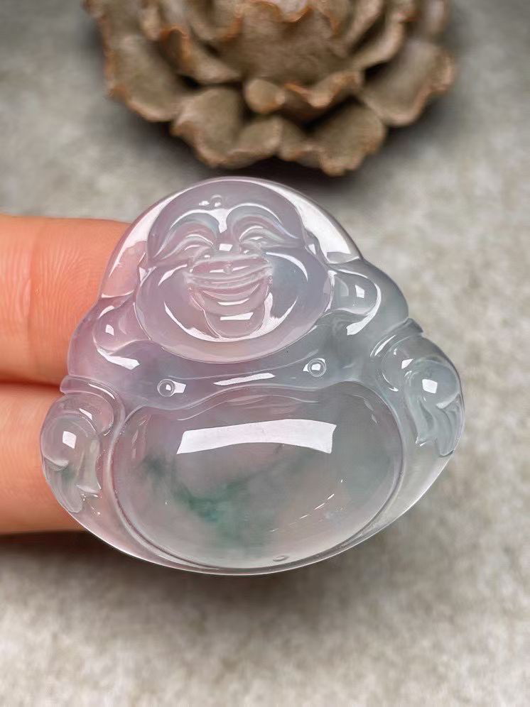 冰种飘花【佛公】吊坠，种水好，玉质细腻 ，卖相好