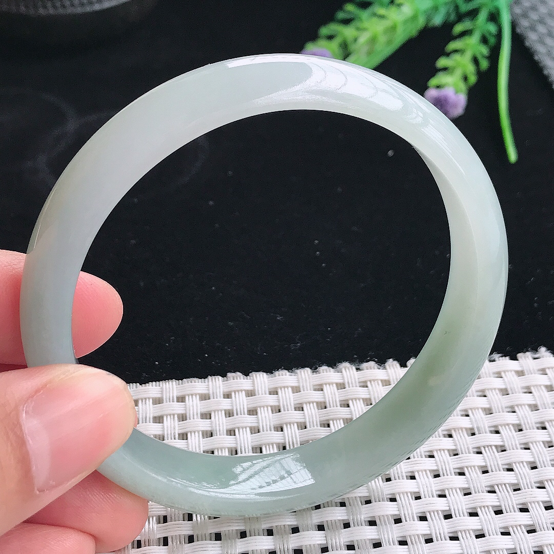 实拍天然翡翠60/12.5/7老坑冰胶水灵冰晴手镯翡翠玉镯手环