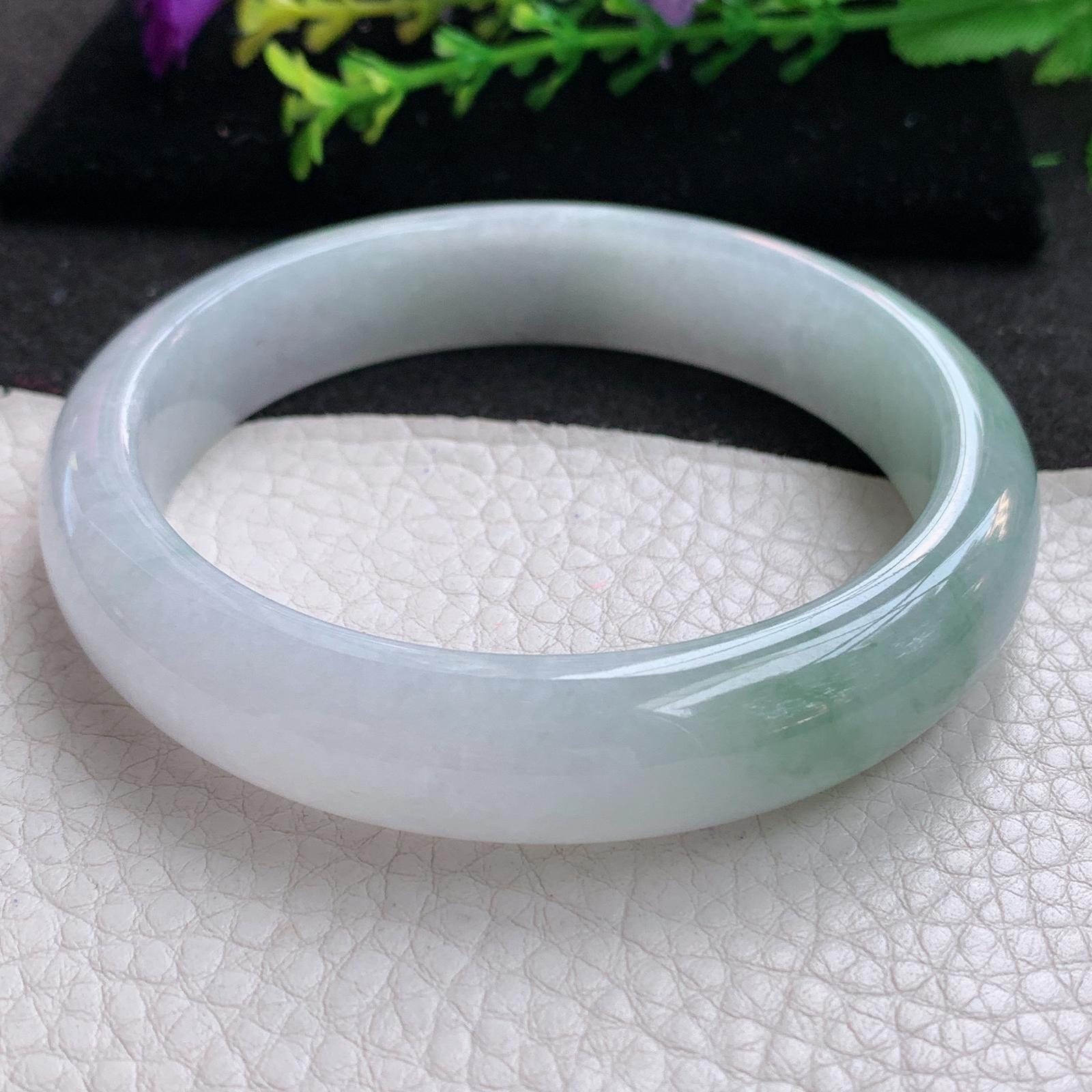 nr大圈口64.5*14.3*8.7平安镯 天然缅甸翡翠A货玉手镯冰飘花宽边玉手环