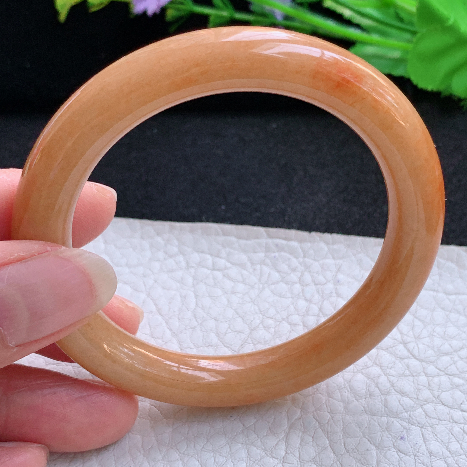 z实拍54*9.5*9.3美人镯 天然缅甸翡翠A货玉手镯黄翡圆条玉手环