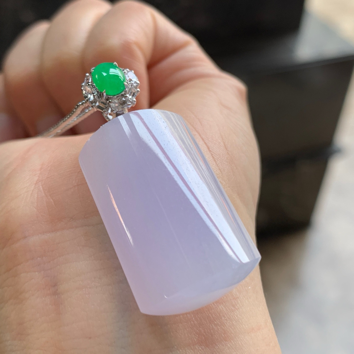 金扣冰种粉紫无事牌^_^玉质温润 细腻