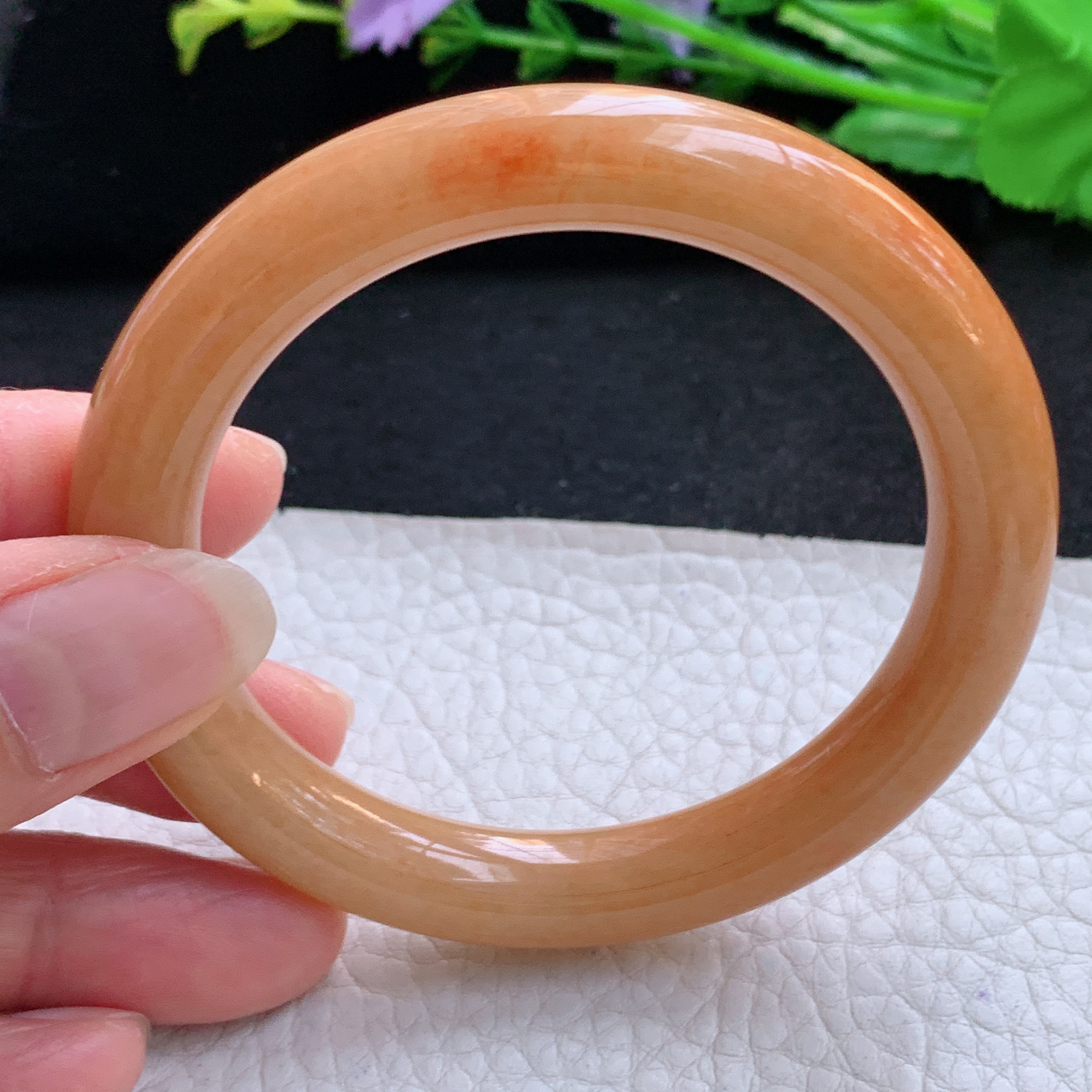 z实拍54*9.5*9.3美人镯 天然缅甸翡翠A货玉手镯黄翡圆条玉手环