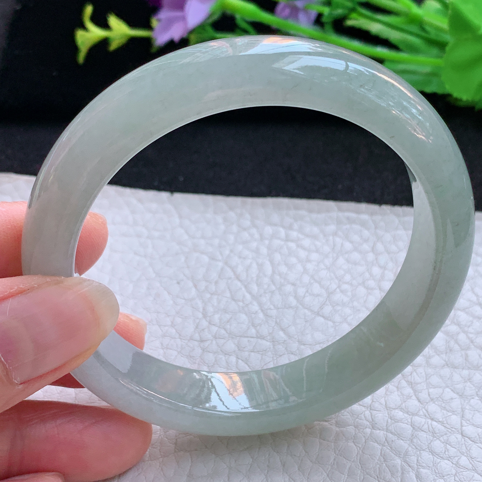 z实拍57.5*13*8.2平安镯 天然缅甸翡翠A货玉手镯冰晴宽边玉手环