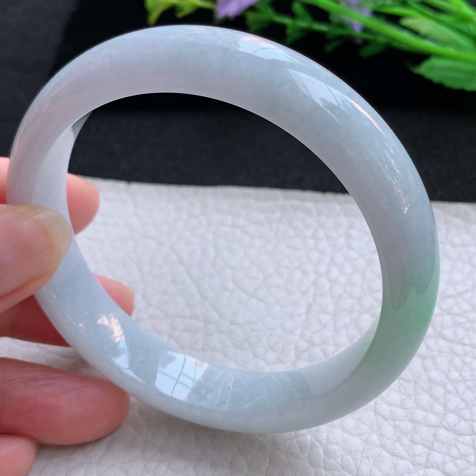 js实拍58.5*13*7.8平安镯 天然缅甸翡翠A货玉手镯水润飘绿宽边玉手环