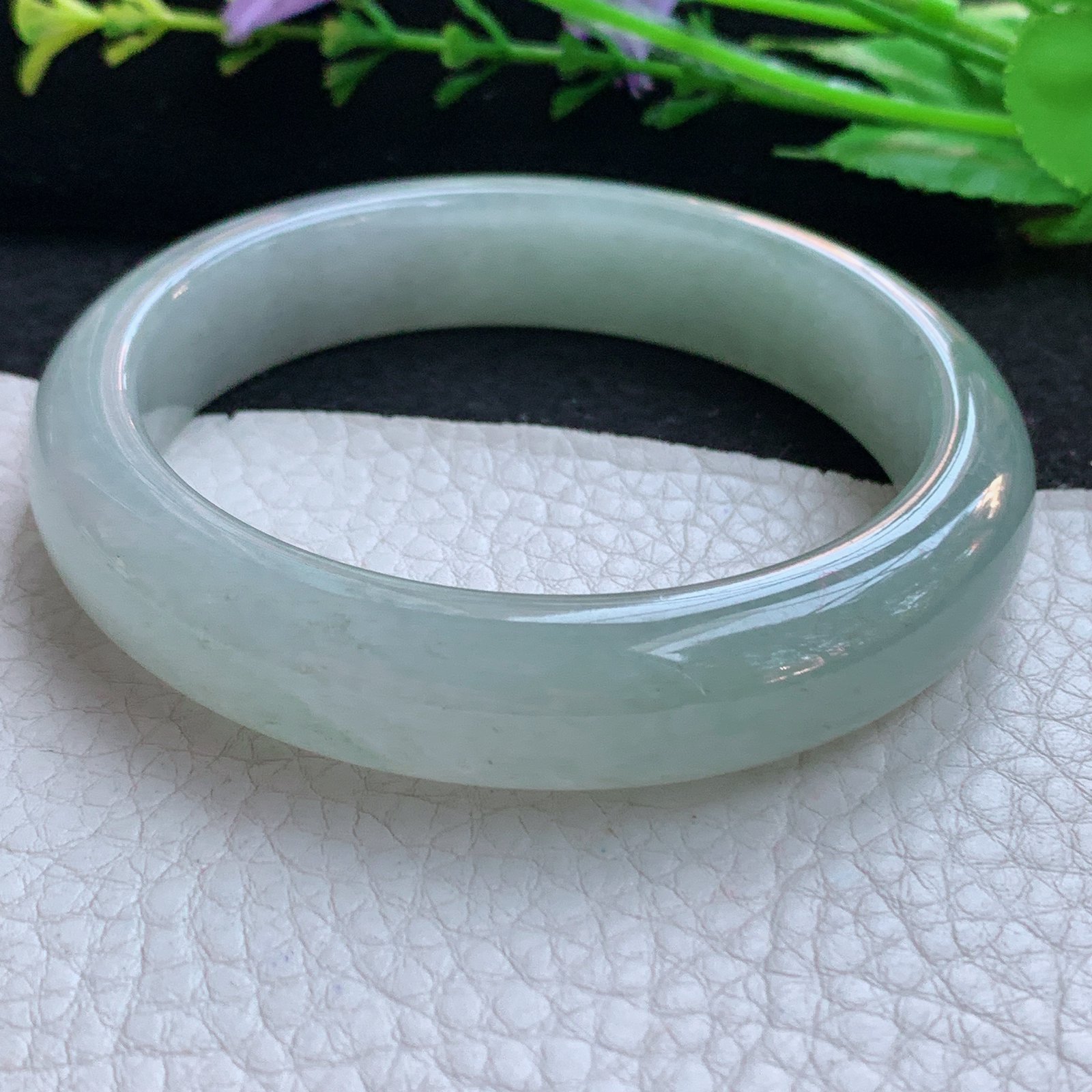 z实拍57.5*13*8.2平安镯 天然缅甸翡翠A货玉手镯冰晴宽边玉手环