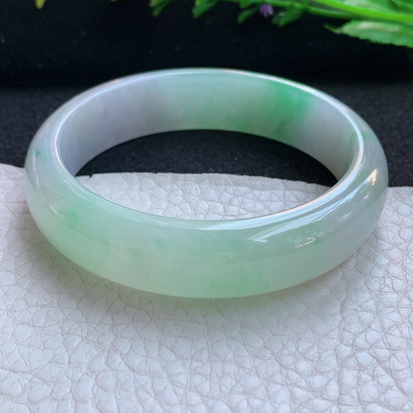 h实拍53*13.5*7平安镯 天然缅甸翡翠A货玉手镯冰三彩宽边玉手环