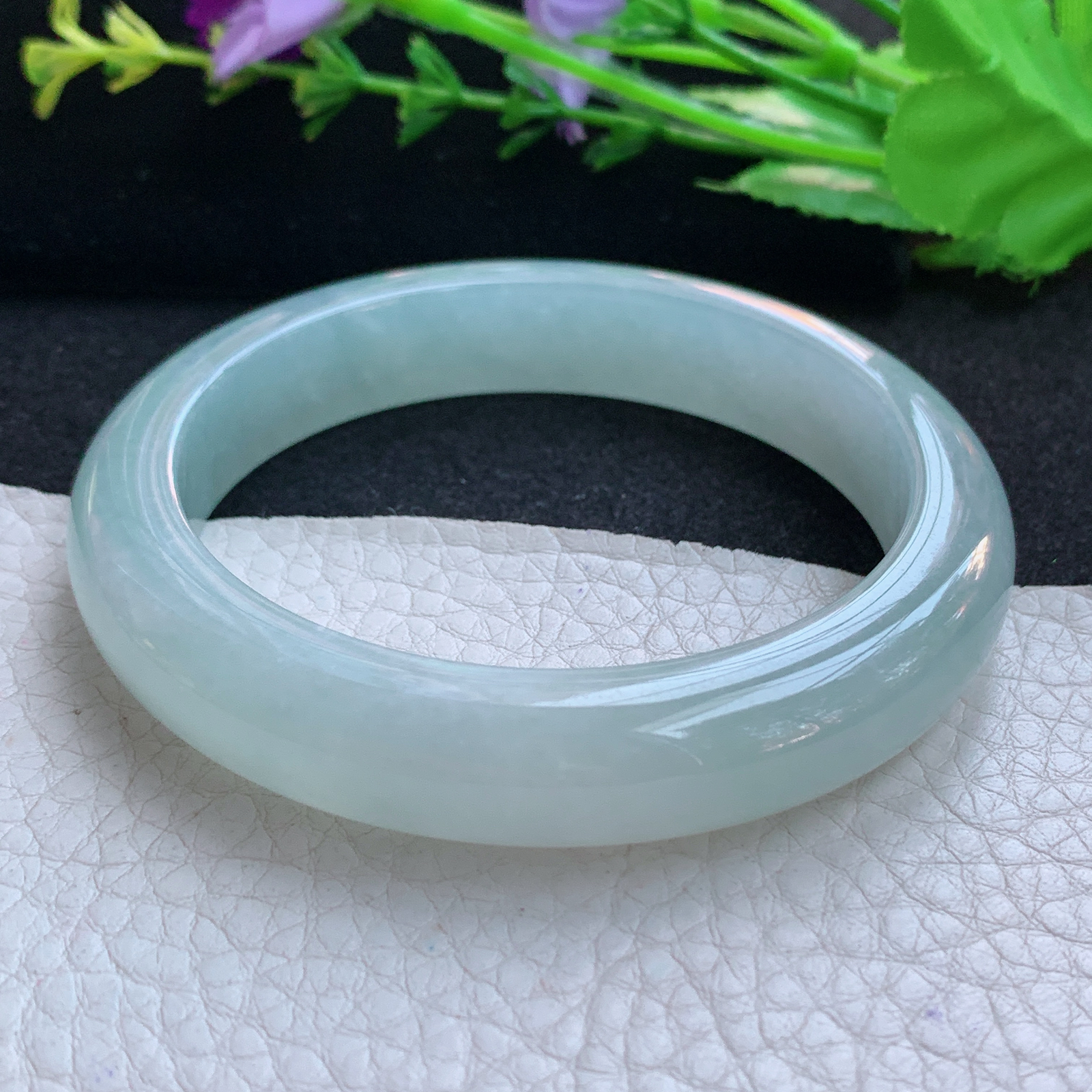 nr实拍58*12*9平安镯 天然缅甸翡翠A货玉手镯冰晴宽边玉手环