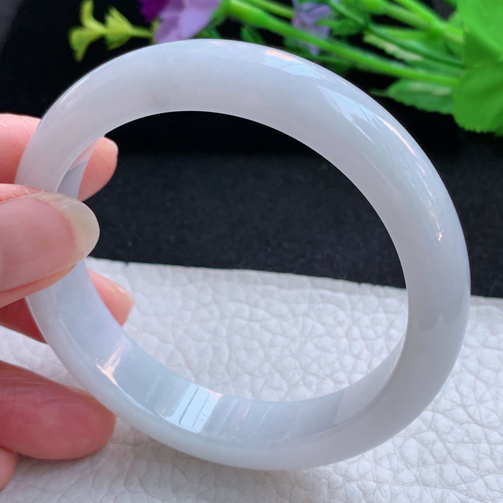 nr实拍56*12.5*8平安镯 天然缅甸翡翠A货玉手镯白月光胶感宽边玉手环