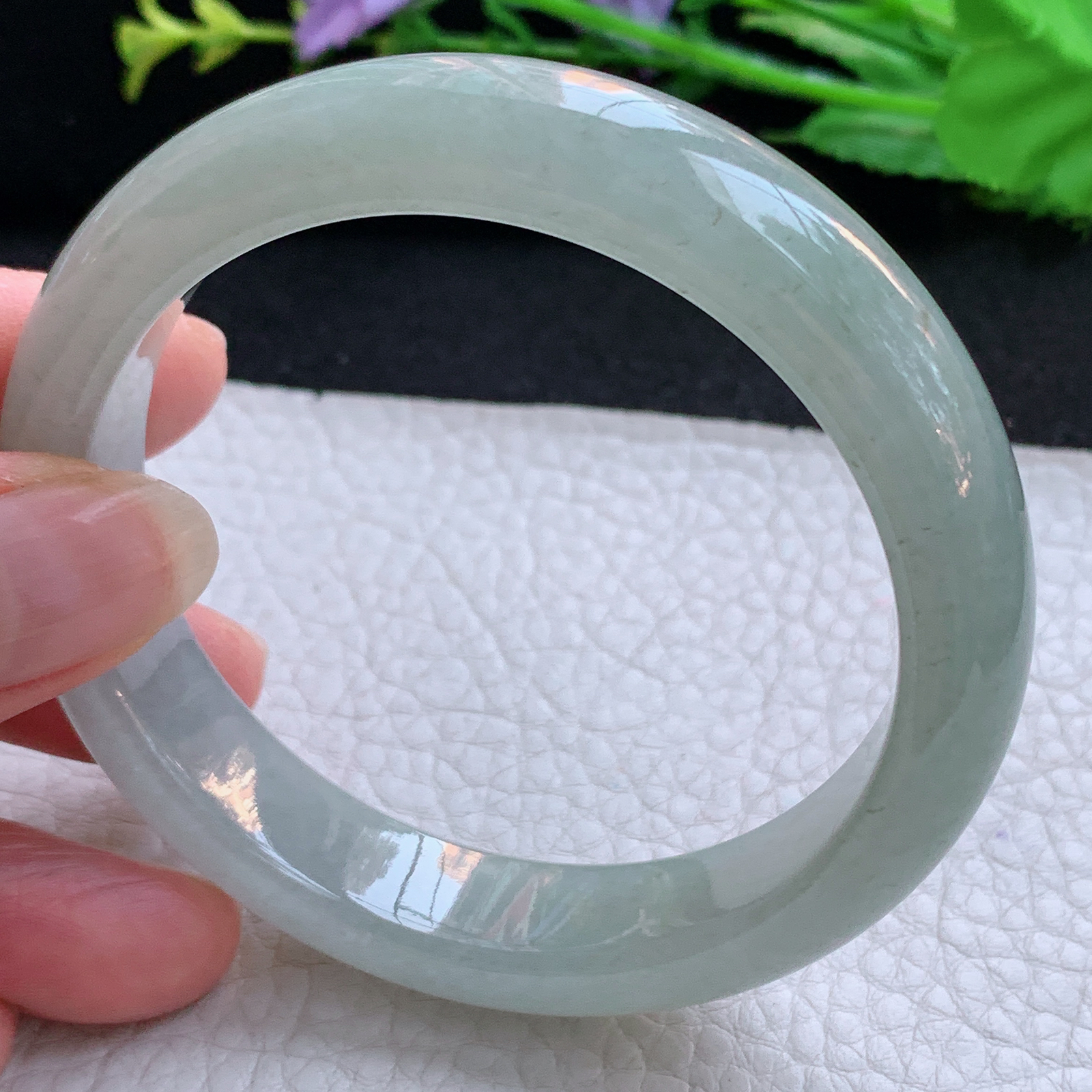 z实拍57.5*13*8.2平安镯 天然缅甸翡翠A货玉手镯冰晴宽边玉手环