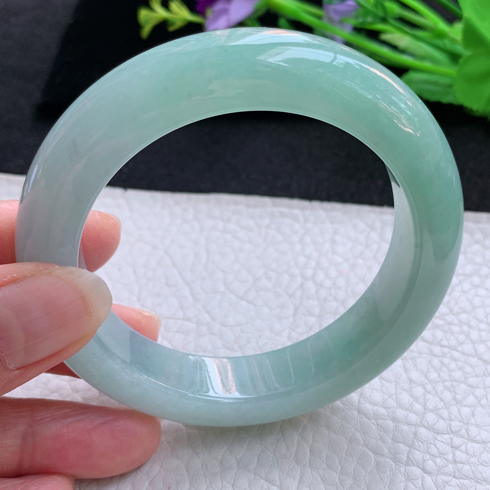 js实拍55.5*13.5*10平安镯 天然缅甸翡翠A货玉手镯冰晴厚装宽边玉手环