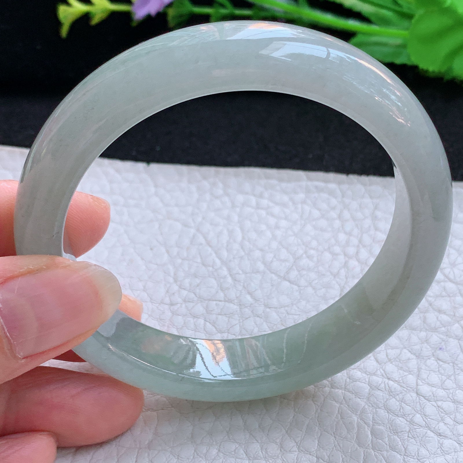 z实拍57.5*13*8.2平安镯 天然缅甸翡翠A货玉手镯冰晴宽边玉手环