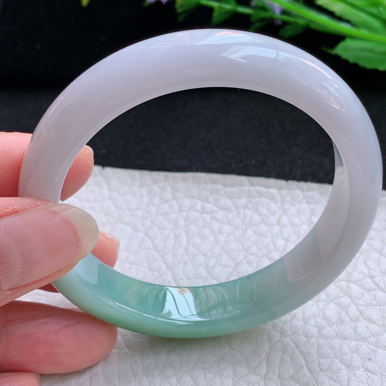 ax小圈口53.5*这2*7.6平安镯 天然缅甸翡翠A货玉手镯辣绿宽边玉手环