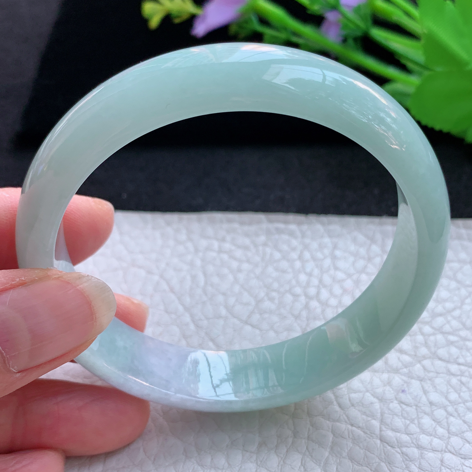 nr实拍58.5*14*7平安镯 天然缅甸翡翠A货玉手镯清新胶感宽边玉手环