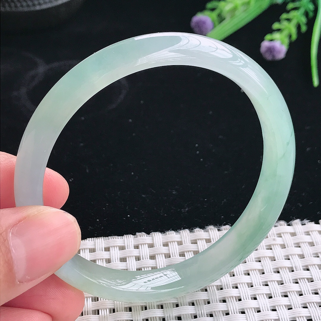 实拍天然翡翠57.5/9.9/6.8老坑冰胶果冻冰晴手镯翡翠玉镯手环