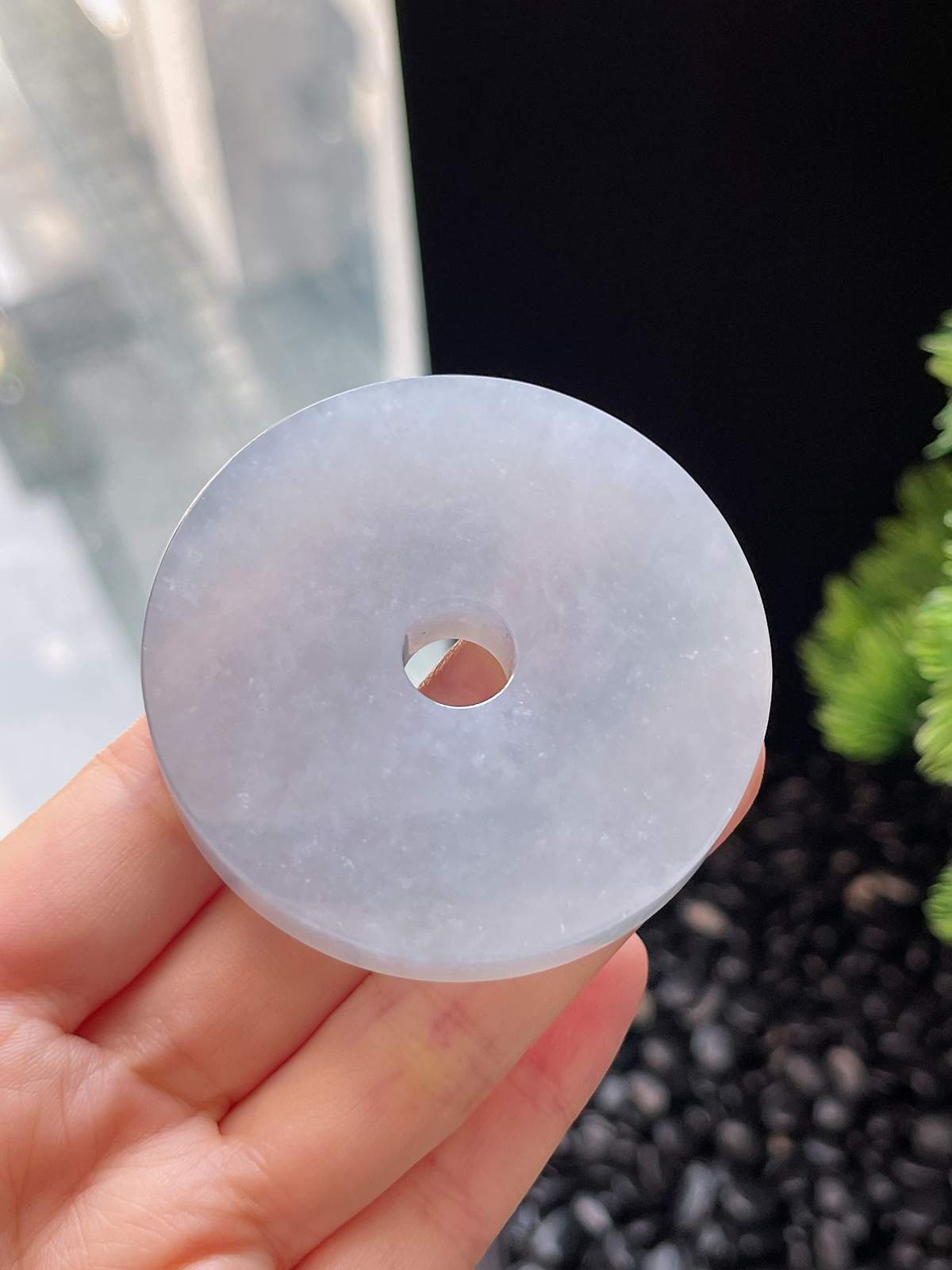 翡翠冰糯种白色大平安扣