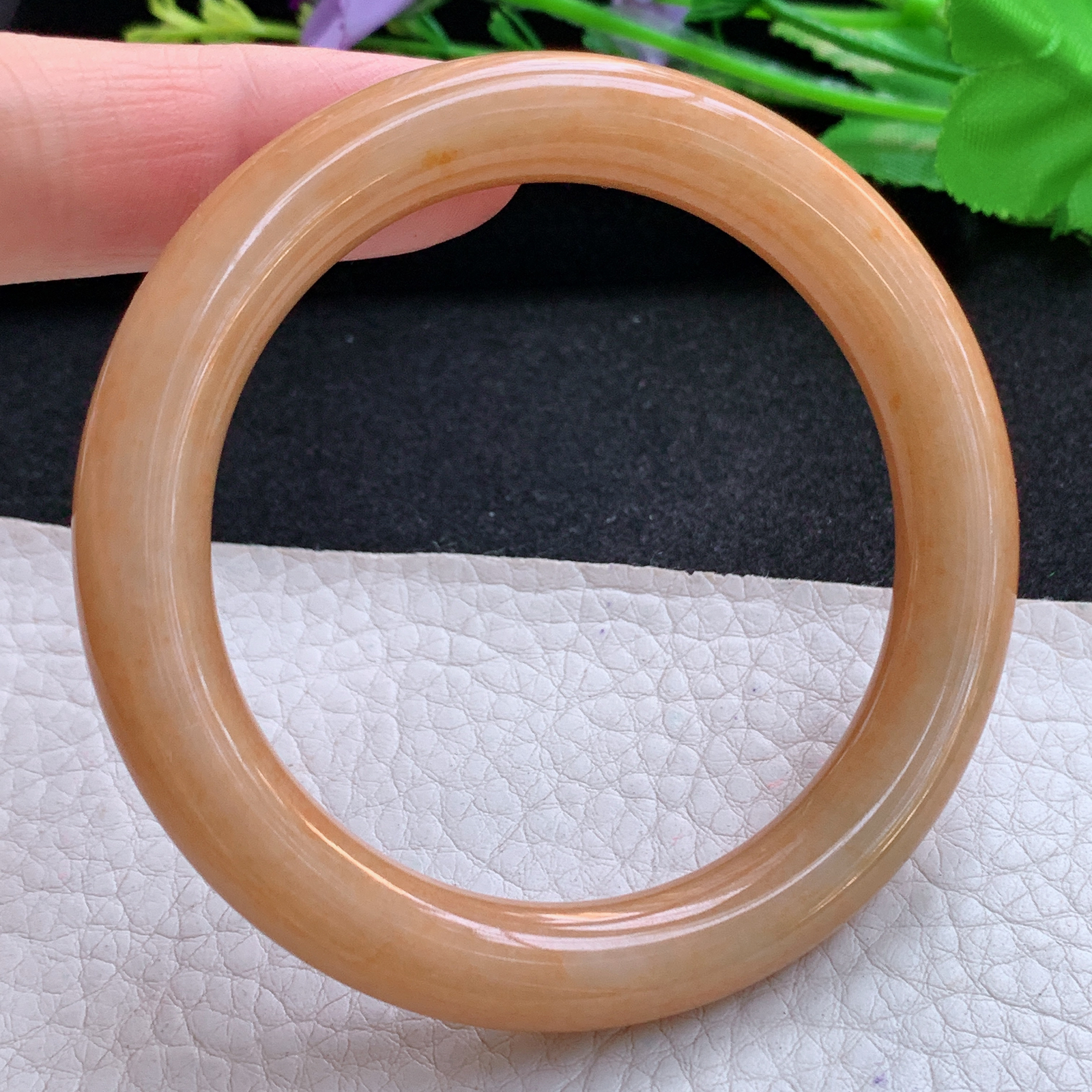 z实拍54*9.5*9.3美人镯 天然缅甸翡翠A货玉手镯黄翡圆条玉手环