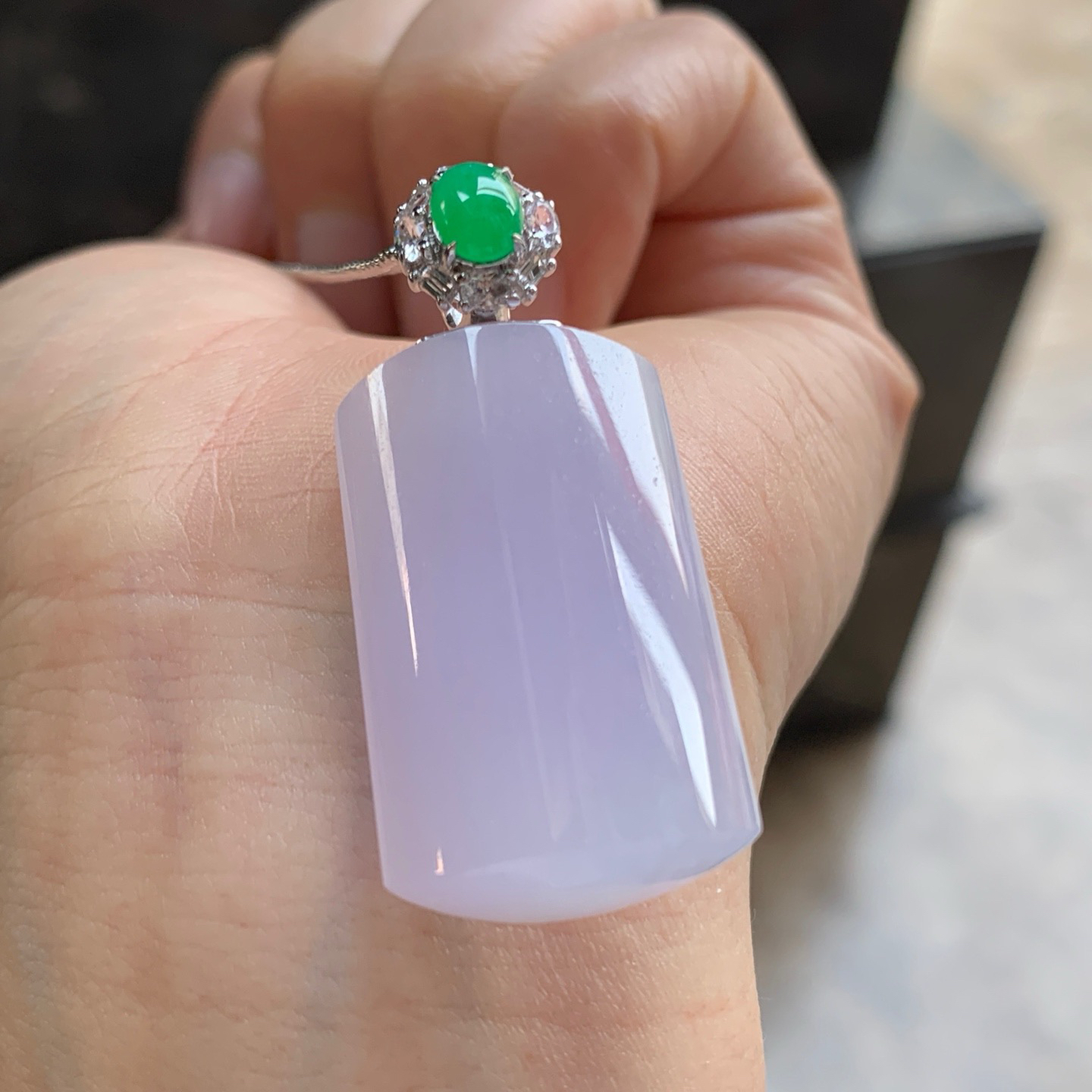 金扣冰种粉紫无事牌^_^玉质温润 细腻