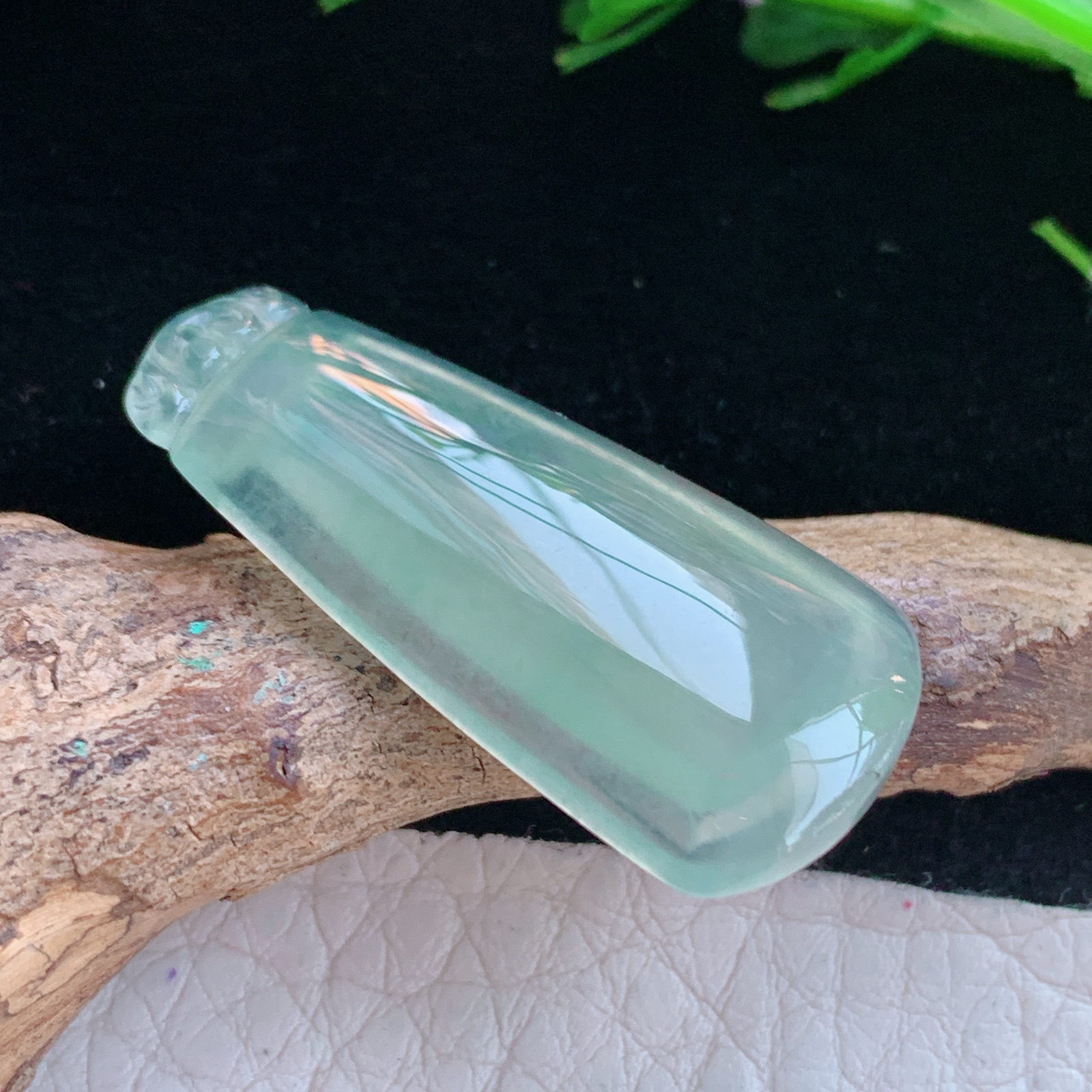 gp实拍33.5*16*4.5缅甸翡翠a货精雕冰绿节节高 竹节玉吊坠 玉挂件