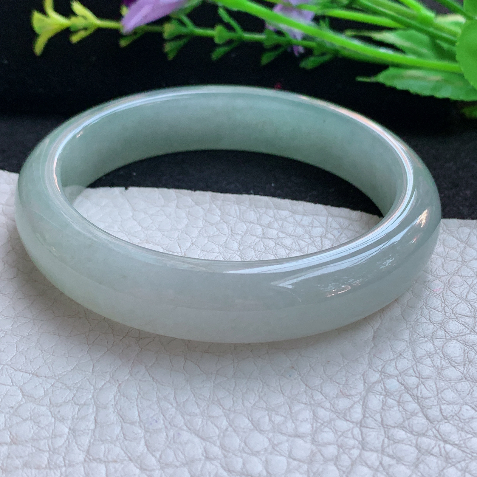 z实拍57.5*13*8.2平安镯 天然缅甸翡翠A货玉手镯冰晴宽边玉手环