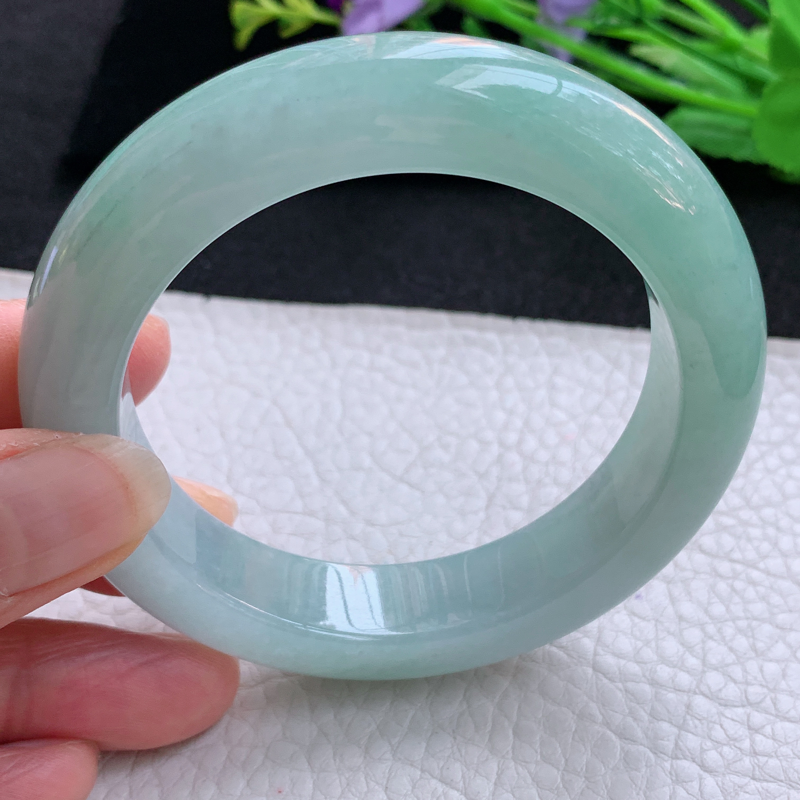 js实拍55.5*13.5*10平安镯 天然缅甸翡翠A货玉手镯冰晴厚装宽边玉手环