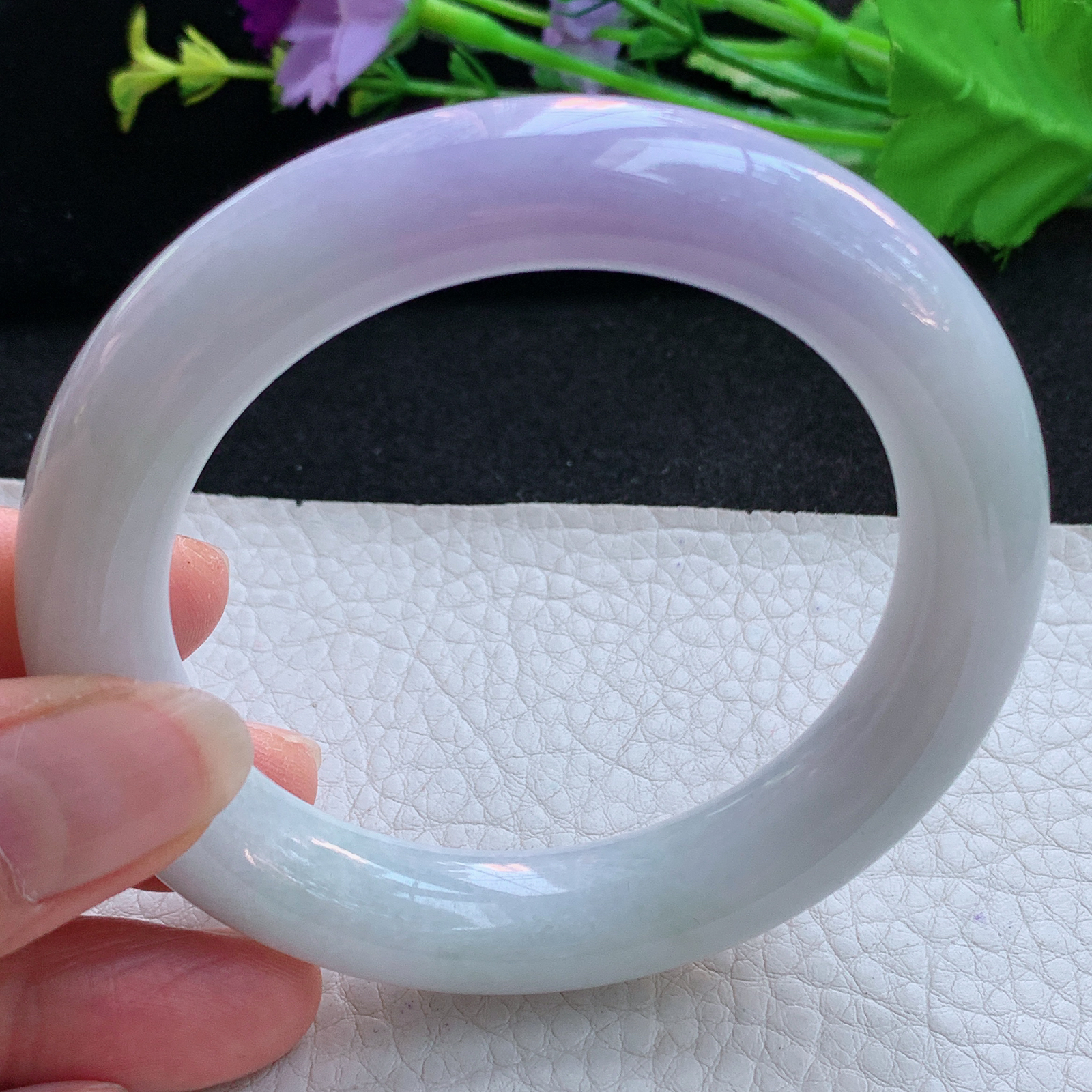 nr实拍55.5*12.5*11.2胖圆镯 天然缅甸翡翠A货水润双彩圆条玉手环