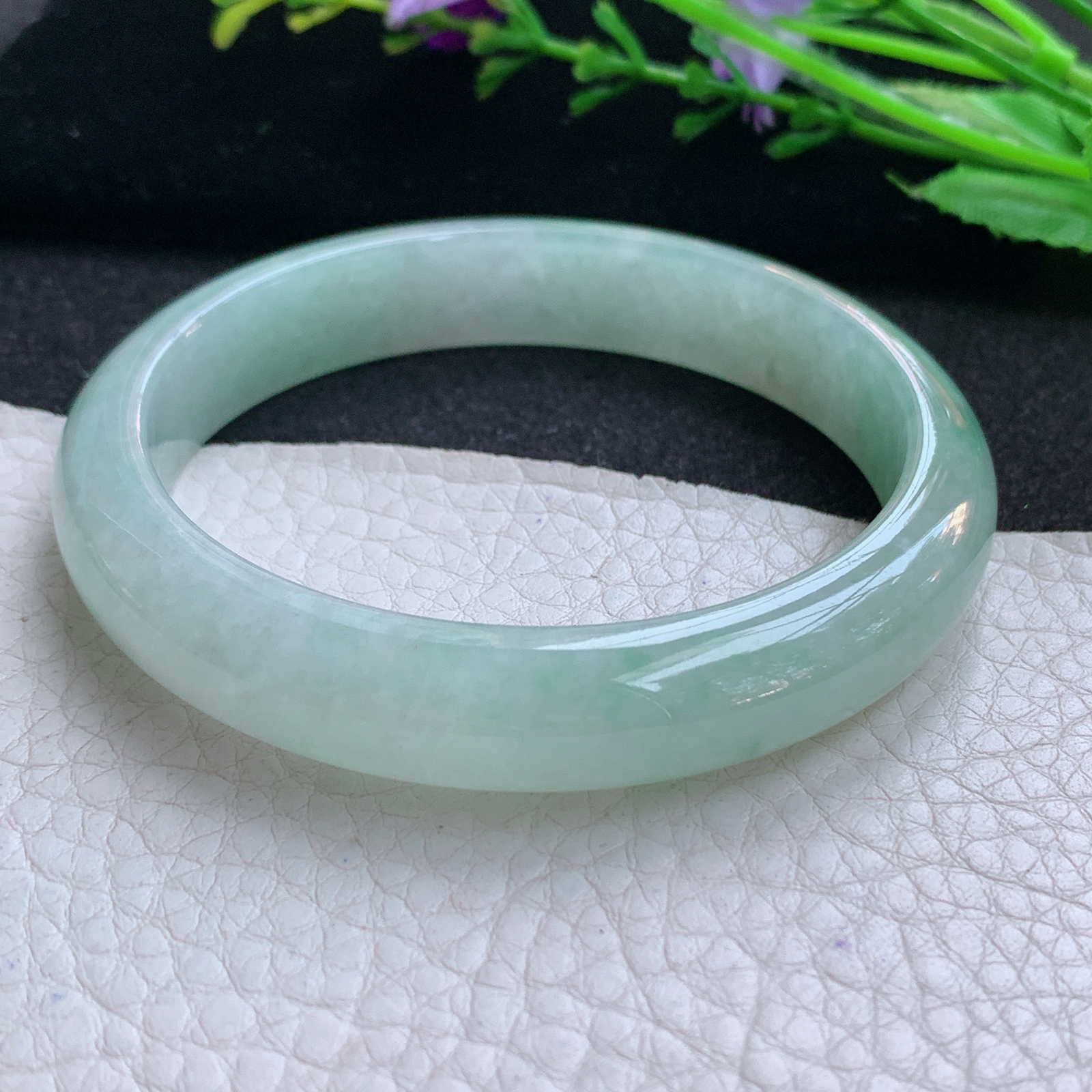 js实拍58*11.8*7.8平安镯 天然缅甸翡翠A货玉手镯冰晴纯美宽边玉手环